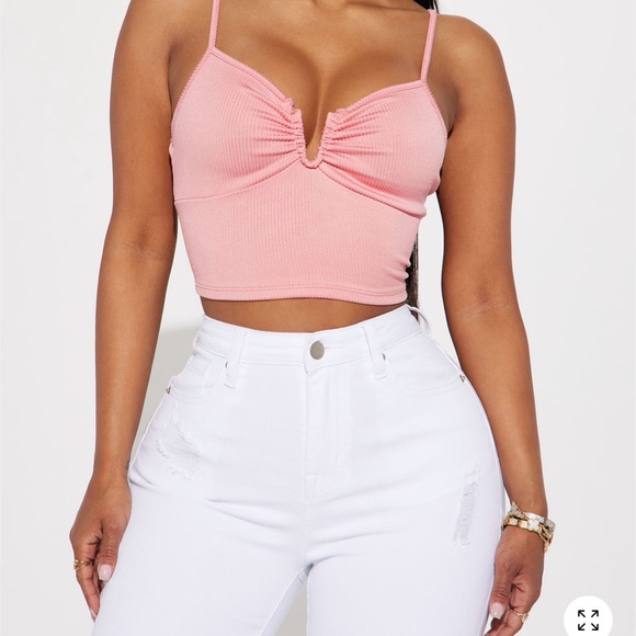 Pink Ruched Crop Top - Picture 1 of 1